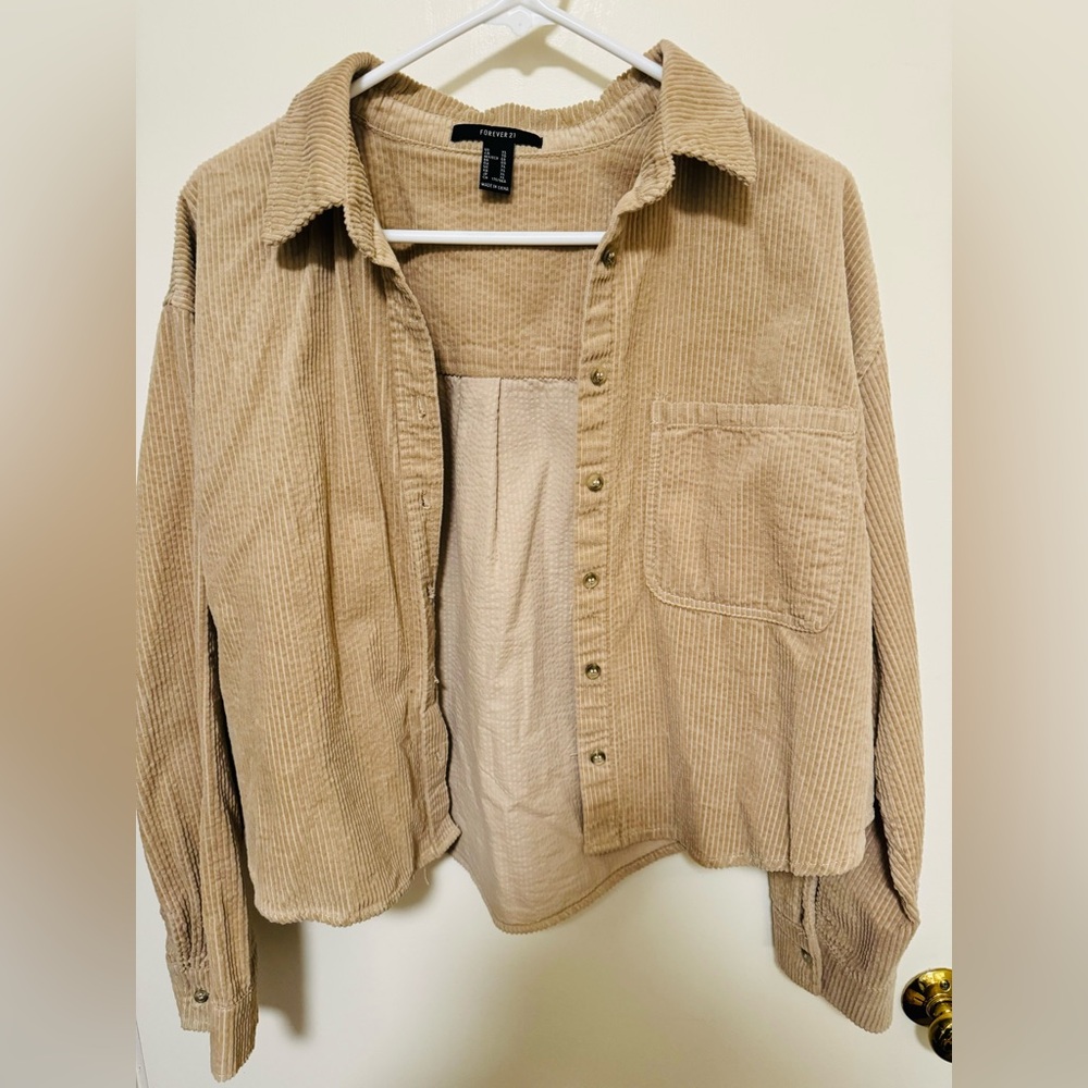 Forever 21 Tan Corduroy Button-Up Shirt